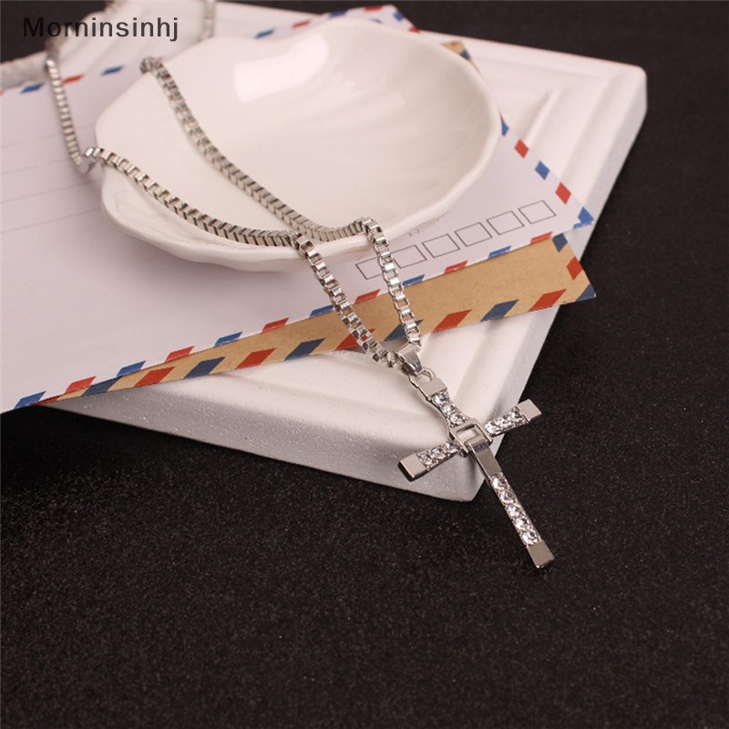 Mornin Fashion Pria Klasik Salib Liontin Kalung Kristal Berlian Imitasi Necklace Jewelry id