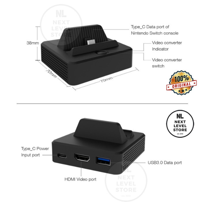Dobe Video Converter Dock Nintendo Switch TNS-1828 Adapter HDMI