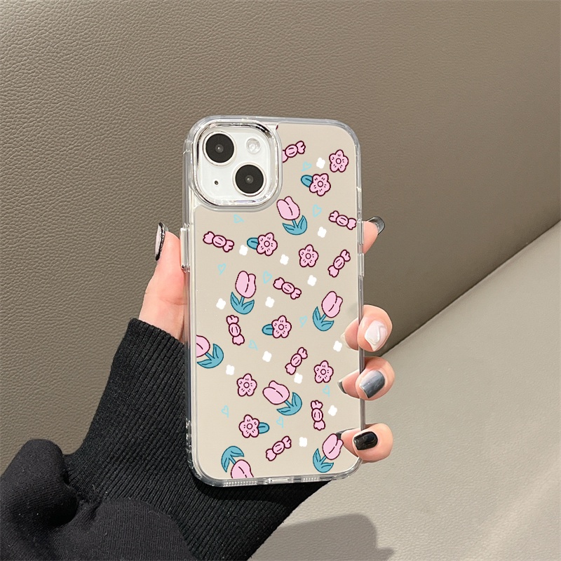 IPHONE Casing Ponsel Cermin Kelinci Dan Beruang Berkilau Lucu Kompatibel Untuk Iphone11 12 13 14 12Pro 13Pro 14Pro Pro Max XR X XS Max Electroplating Tombol Perlindungan Mirror Cover