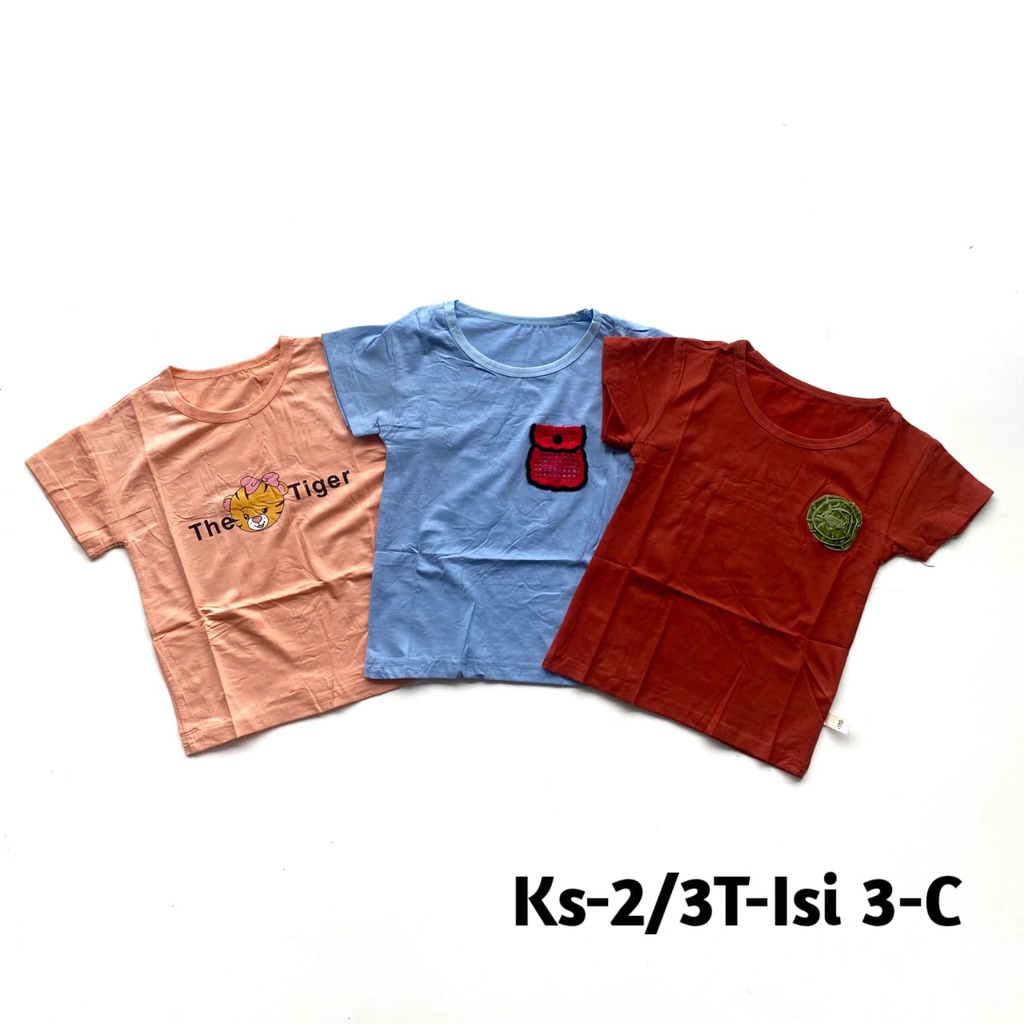 (ISI 3) Baju Kaos Atasan Import Anak Bahan Halus dan Nyaman 0-3 Tahun