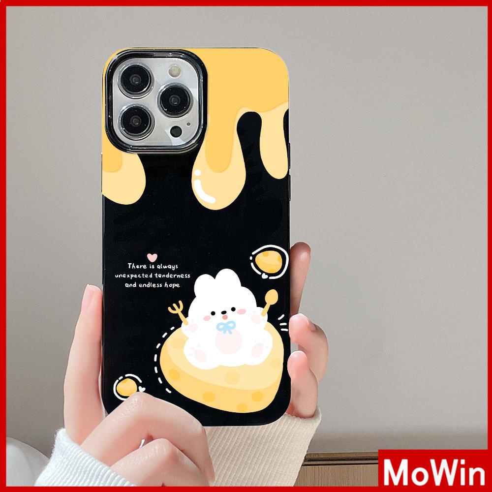 Case iPhone 14 Pro max iPhone Case Hitam Glossy TPU Soft Shell Tahan Guncangan Perlindungan Kamera Kelinci Lucu Keju Kompatibel dengan iPhone 13 Pro max 12 Pro Max 11 xr xs max 7Plus 8Plus