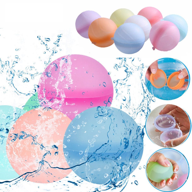 Bola Bom Air Bentuk Bola Silikon Warna Permen Lucu Untuk Anak Dewasa/ Reusable Stress Relief Water Balloon Pool Beach Toys