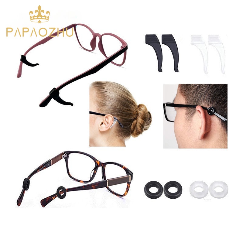 Papaozhu 2PCs Penahan Kacamata Silikon Anti-Slip Glasses Temple Tip Holder Ear Grip Stopper Ear Hook Sleeve