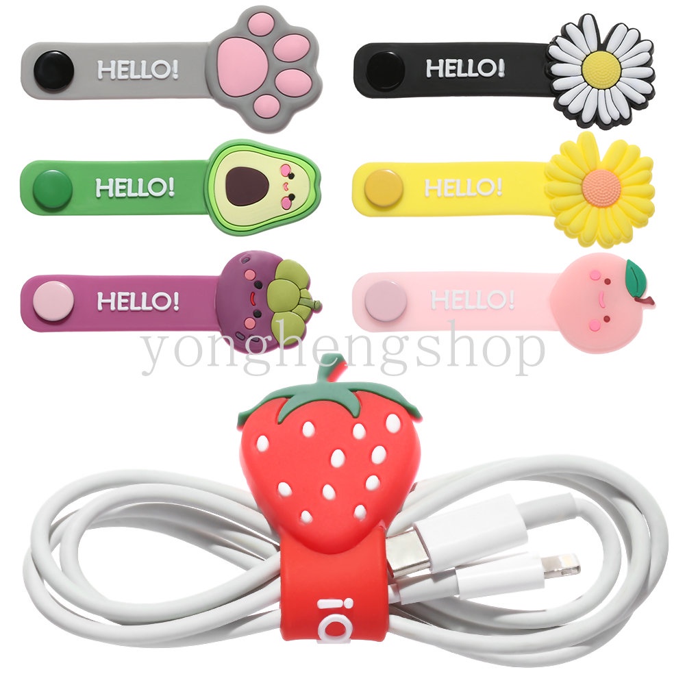 Lucu Kartun Earphone Kabel Data Organizer Pelindung Kabel Kabel Kawat Data Line Winder Charging Cable Manager Wire Ties Straps Fixer