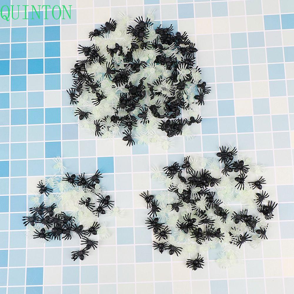 QUINTON Spider Palsu Mini 100PCS/lot Luminous Dekorasi Plastik Ulang Tahun Halloween Prank Props