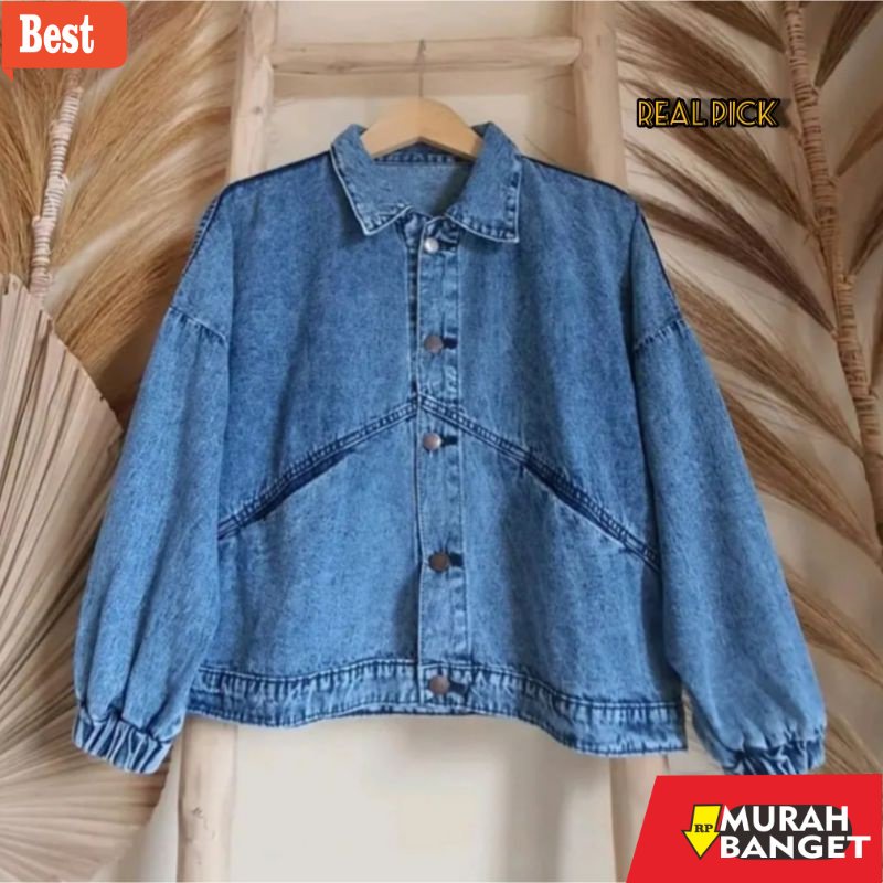 Jaket denim wanita terbaru- OVERSIZE JACKET JEANS WANITA VINTAGE BLUE ACID JAKET DENIM OVERSIZE JAKE