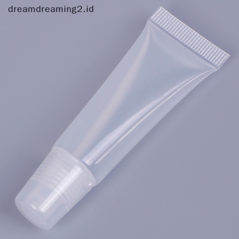 (drea) 10pcs 8ml/15ml Tabung Plastik Kosong Lip Gloss Balm Wadah Kosmetik Bening //