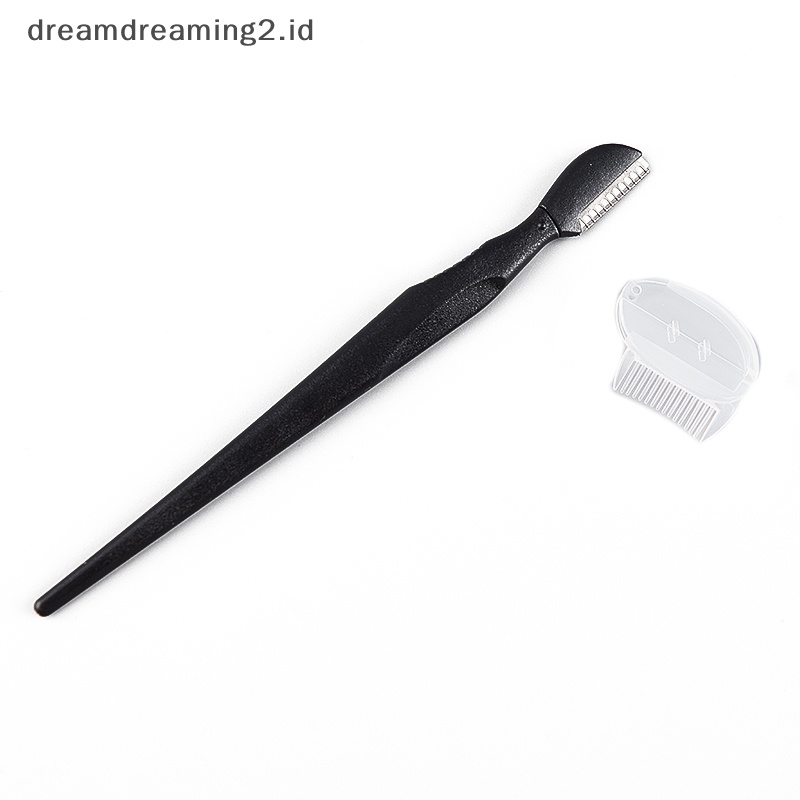 (drea) Alat Kecantikan Jala Hitam Kepala Kecil Gagang Lurus Dengan Tutup Trimmer Alis //