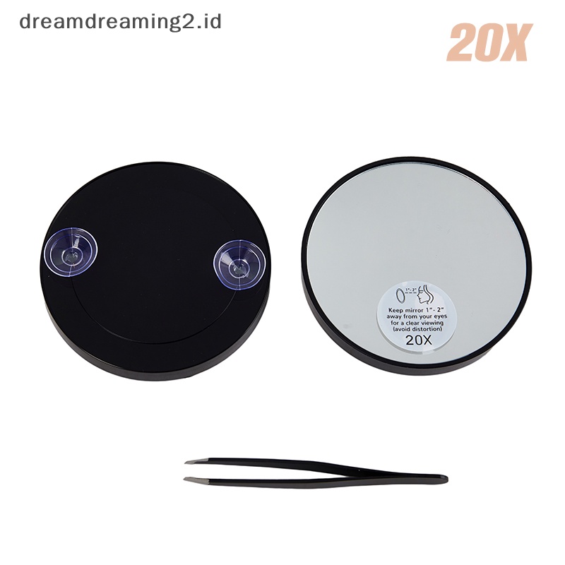 (drea) 10 /20X Cermin Pembesar Makeup Dorms Rumah Kantor Suction Cup Dengan Tweezer //