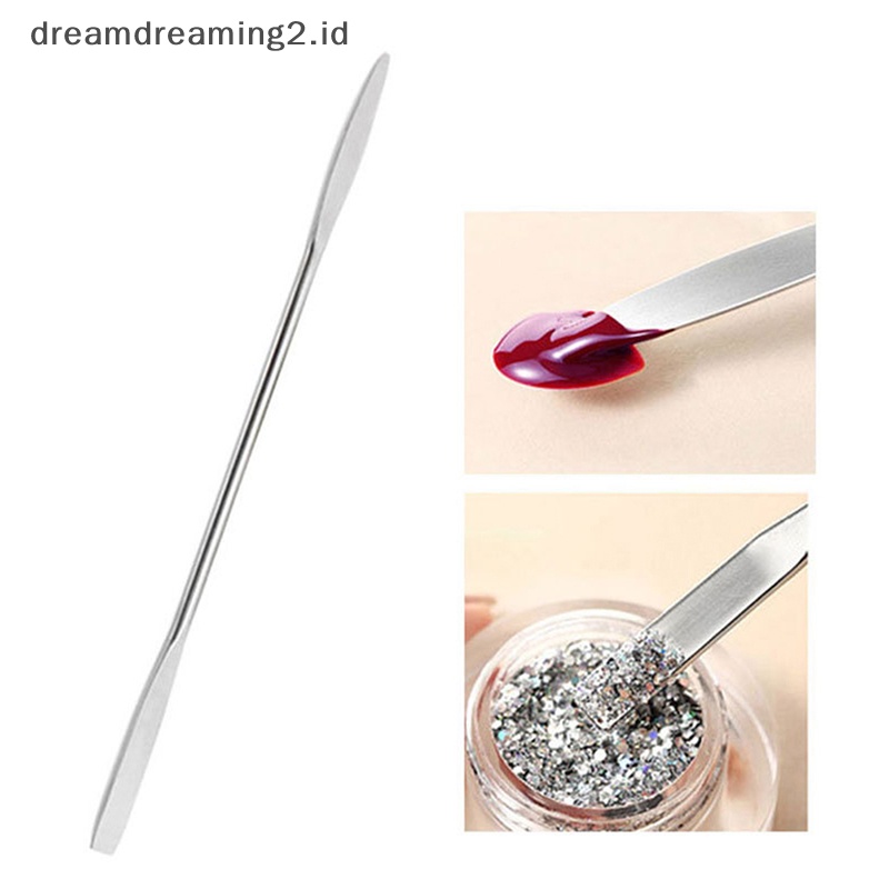 (drea) Spatula Kepala Ganda Stainless Steel Mixing Stick Foundation Pencampuran Alat Make Up //