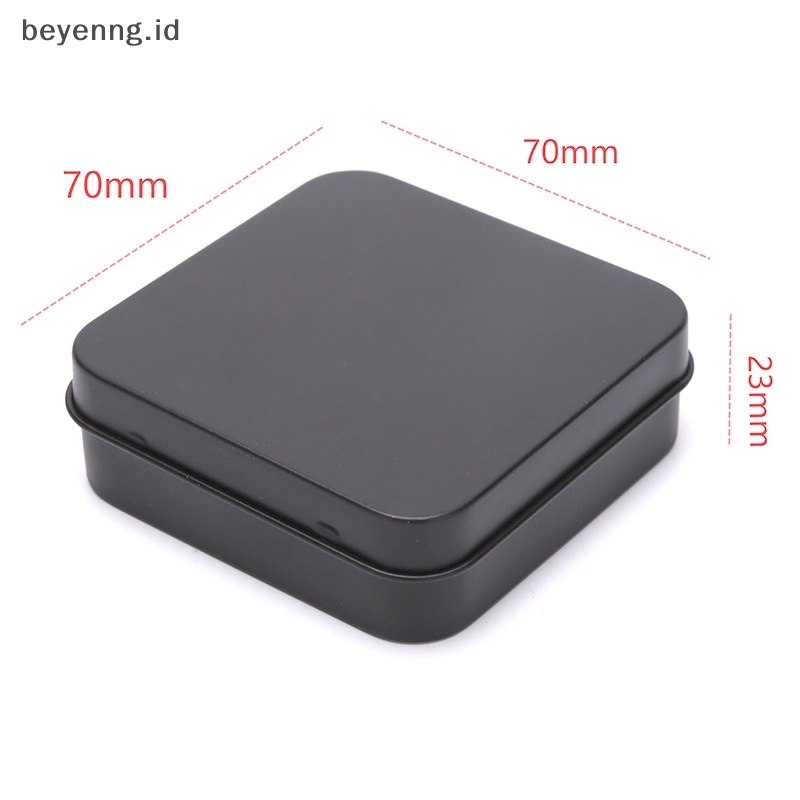 Beyen Wadah Kaleng Logam Mini Persegi Berengsel Flip Penyimpanan Tin Box Perhiasan Coin Case ID