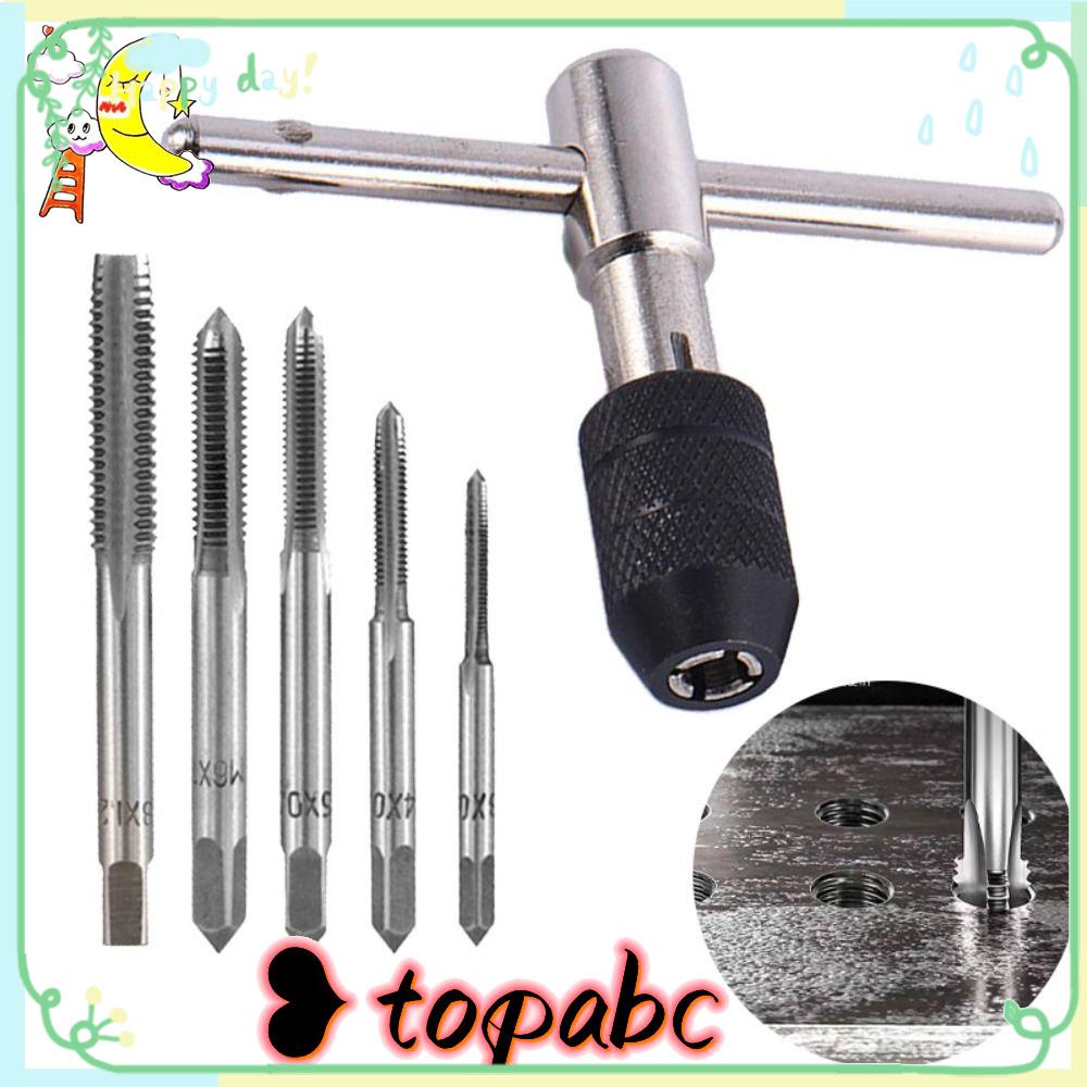 TOP 6pcs /Set Kunci T-Type Wrench Drill Set Praktis M3-M8 Obeng Tap Holder Hand Tools Drat Plug Tap