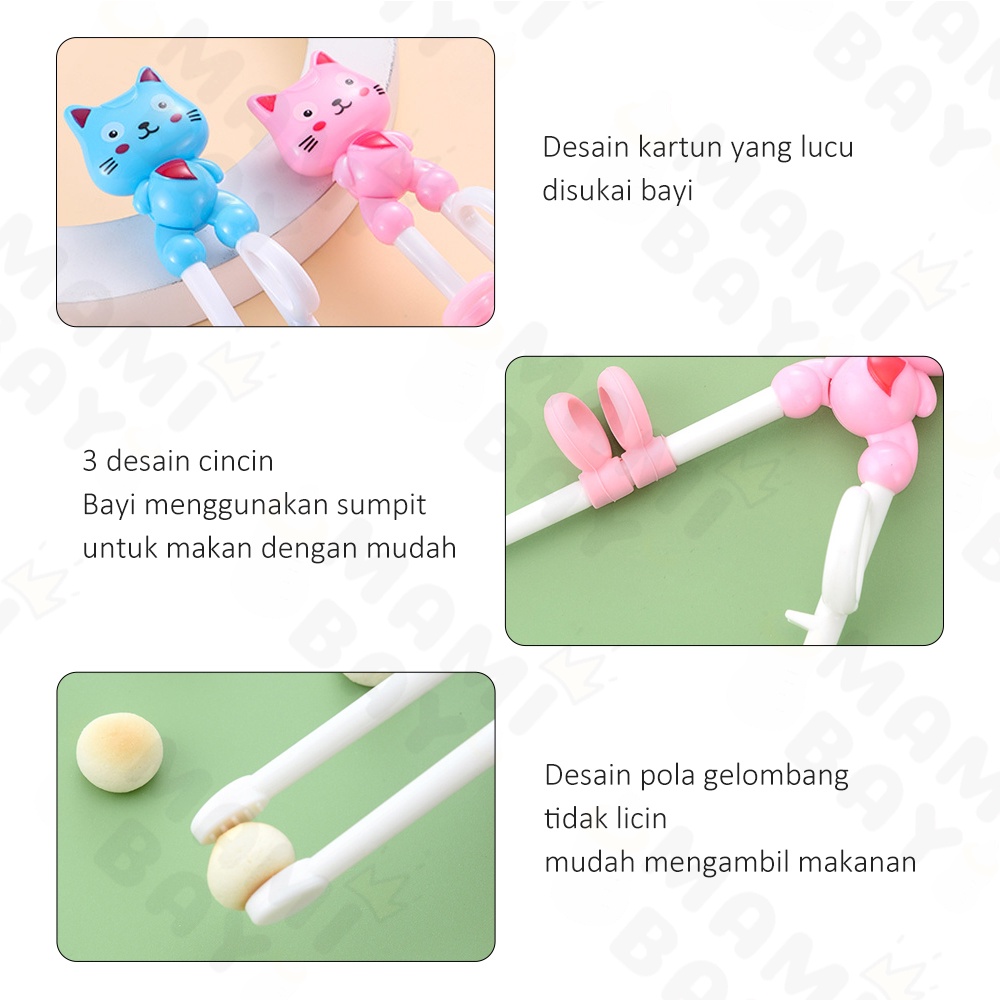 Mamibayi Sumpit Belajar Bayi Model Kucing Peralatan Makan Anak Bayi Children Training Chopstick Lucu