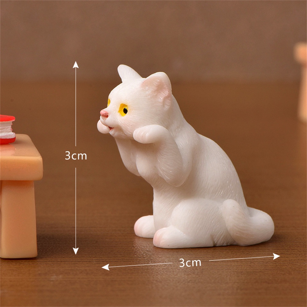 ღ Cute Resin Cats Ornament Kitten Figurine Animal Model Micro Landscape Home Decor Miniatur Fairy Garden Decoration Gift