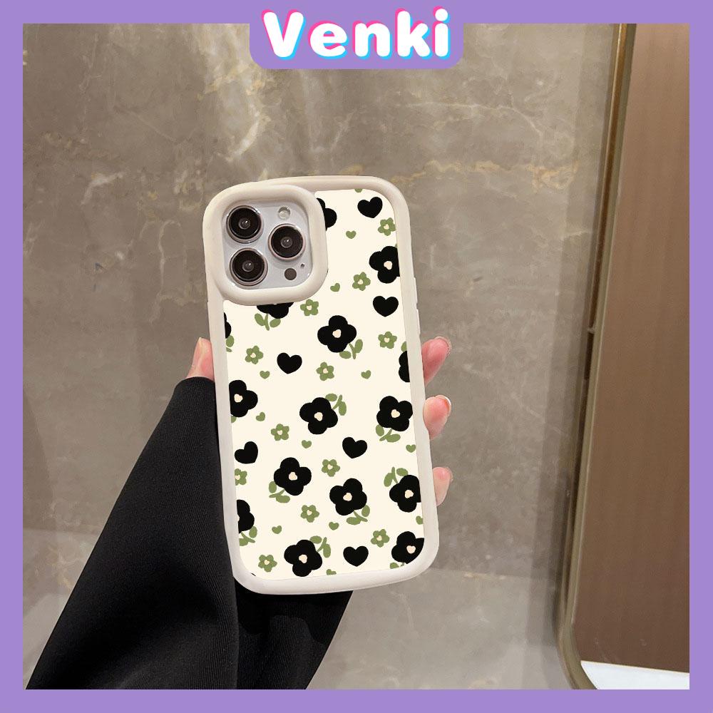 VENKI - Untuk iPhone 11 iPhone Case Matte Blister Soft Case Black Beige Shockproof Protection Camera Simple Flower Kompatibel dengan iPhone14 13 Pro max 12 Pro Max xr xs 7Plus 8Plus