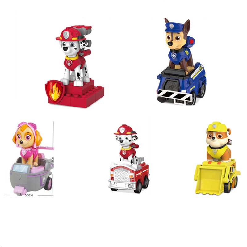 &lt; Tersedia &gt; Kartun Paw Patrol Rebound Kendaraan Mainan Set Karakter Ryder Skye Marshall Chase Rescue Mobil PVC Action Figure Anak