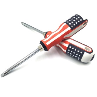 AMERICAN FLAG - Obeng Magnet Amerika Bolak Balik Gagang Karet - 8 Inch - High Quality