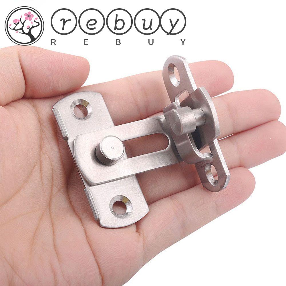 REBUY Rantai Kait Pintu Pengait Rumah Stainless Steel Dengan Sekrup Sudut Kanan Untuk Kunci Sliding Barrel Buckle