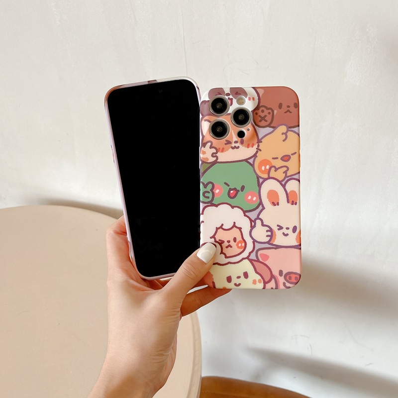 Brown Sheep Cartoon Soft TPU Case iP iPhone 6 6S 7 8 14 + Plus SE 2020 2022 X XR XS Max 11 12 13 Pro Max FTD Casing Apple