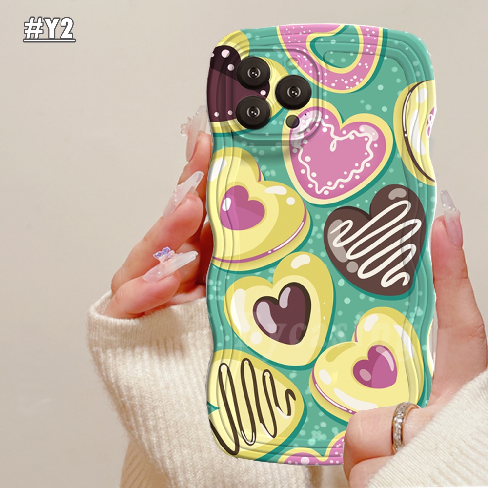 Redmi Note12 Pro Note11 Note11S Redmi A2 A1 10 10C 10A 9C 9A 9T Note10 Note9 Note8 Poco M5S M3 Pro X3 NFC Wavy Curved Edge Avocado Hijau Pink Gradasi Love Hati Couple Case BY