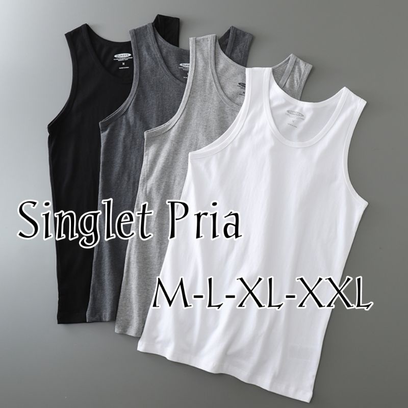 Singlet Pria Polos Cotton Combed Tanktop Pria Kaos Dalam Pria