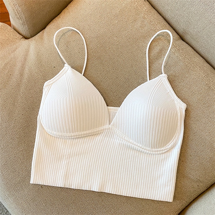 SS Tanktop wanita Korea Kode 6835 Tank top Cup Bra V Neck Brallete tanktop Crop Top Dengan Cup Busa Tebal Atasan wanita