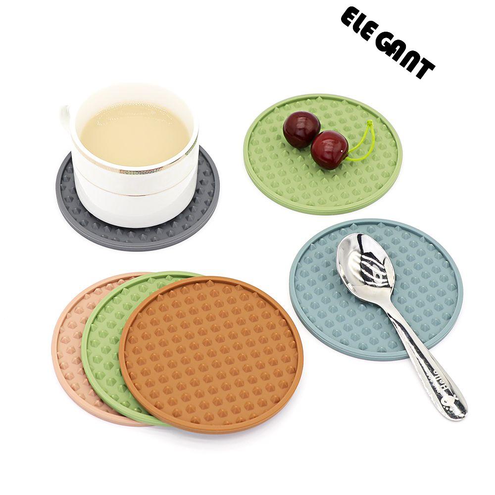 【 ELEGANT 】 Table Mat Set Warna Solid Tahan Panas Rumah Tangga Coffeee Cup Mat Tahan Lama Food Grade Tabletop Decor