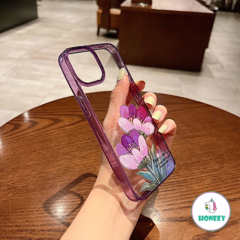 Casing Ponsel Pola Bunga Graffiti Fashion Kompatibel Untuk iPhone 14pro Max 12 Pro 13 Pro Max Transparan Shockproof Sarung Hp