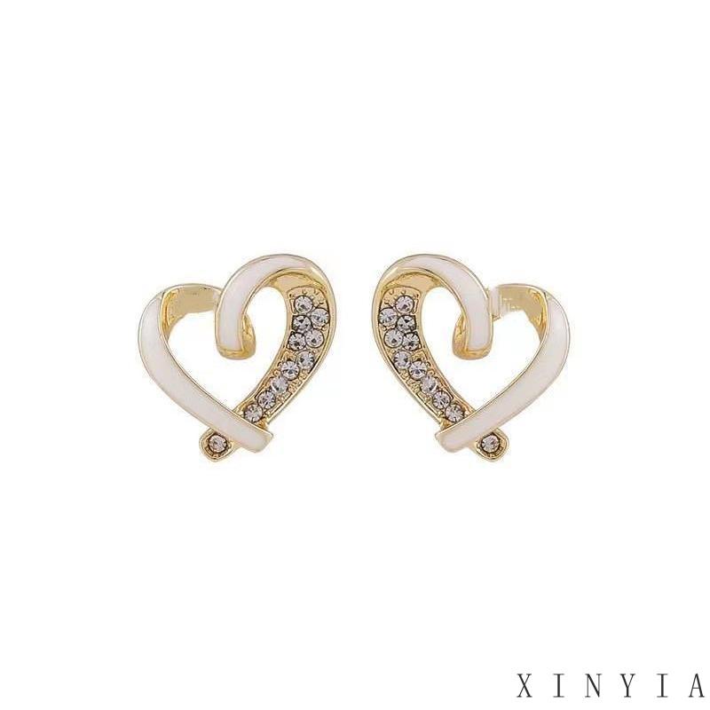 s925 Silver Stitch Anting Elegan Rasa Premium Anting Berbentuk Hati Anting Indah