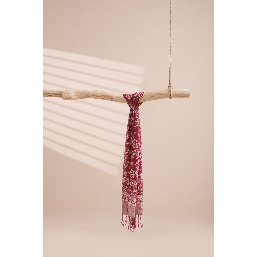 RATU - Scarf Batik TCN Daun 2 Maroon Red