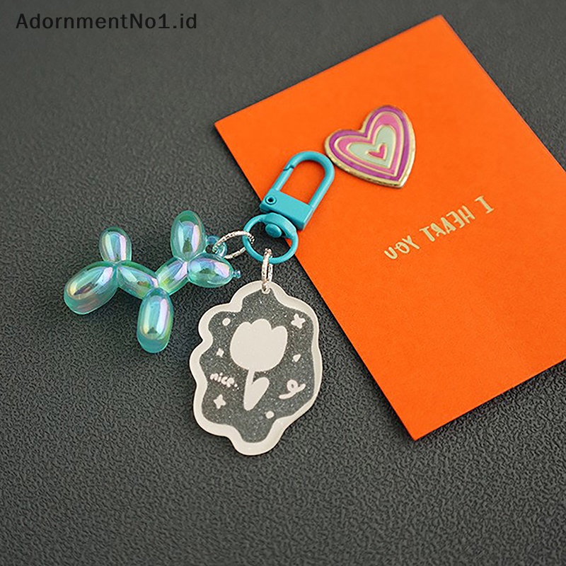 [AdornmentNo1] Warna permen kartun hewan lucu gantungan kunci balon anjing indah Fashion Resin liontin perhiasan ransel gantungan kunci untuk hadiah teman