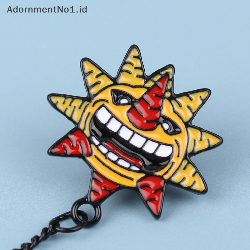 [AdornmentNo1] Kartun Anime Soul Eater matahari dan bulan bros pin rantai liontin lencana alat peraga Cosplay koleksi hadiah perhiasan untuk penggemar