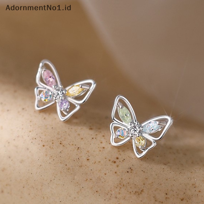 [AdornmentNo1] Zirkon telinga tulang kuku Glossy Butterfly Spiral Stud Earrings untuk wanita gadis pesta pernikahan baru perhiasan hadiah