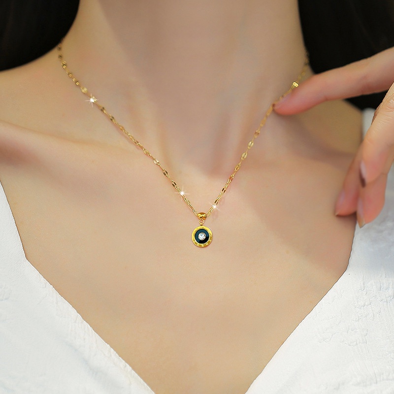 Kalung bulat zircon titanium stainless steel 316L import anti karat harga grosir bisa cod