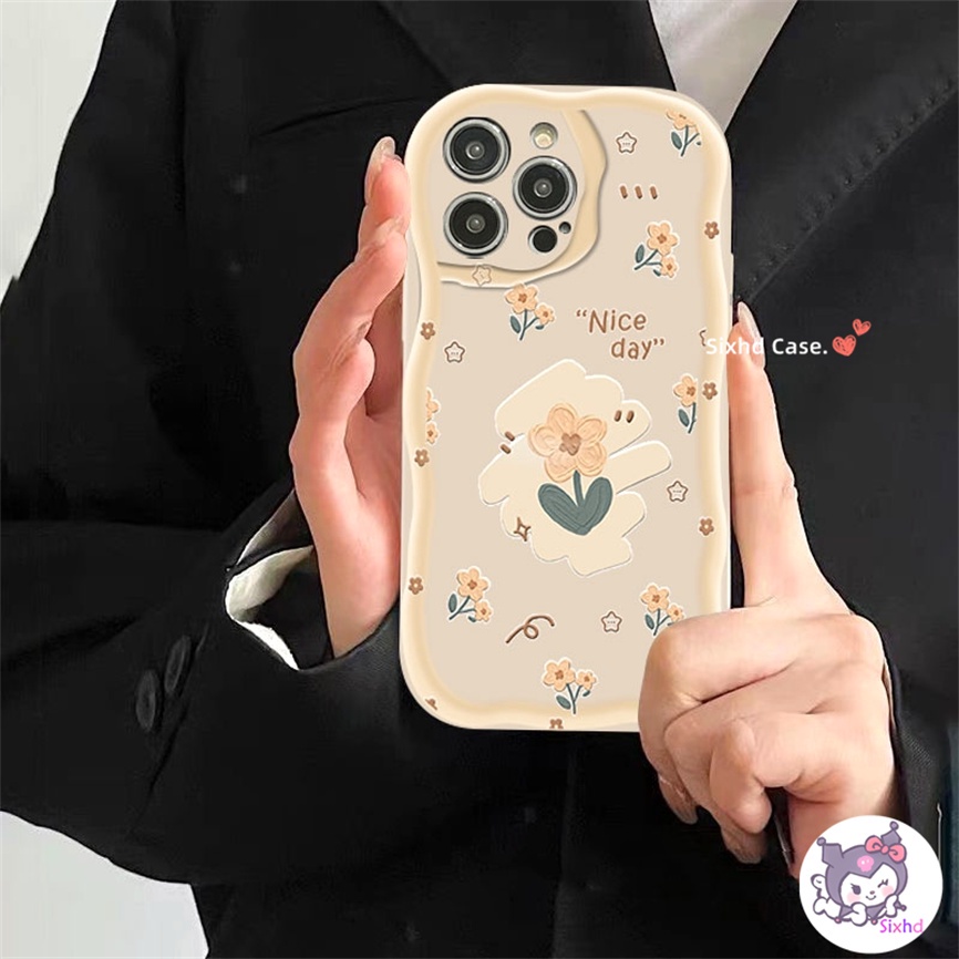 Redmi 12 12C 10C 9C 9T 9A 10A A2 A1 Note 12 11 12s 11s 10s 10 9s 9Pro Xiaomi 11 Lite 12Lite Poco X3Pro Fashion Yellow Flower 3D Curved Edge Wave Glossy Shockproof Phone Case Soft Cover