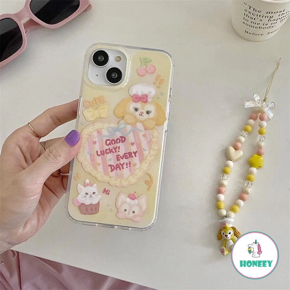 Cute Cartoon Stellalou Phone Case Compatible for iPhone 14 Pro Max 12/12pro 13 Pro Max Case iPhone 11 Colorful Beads Chain IMD Shockproof Back Cover