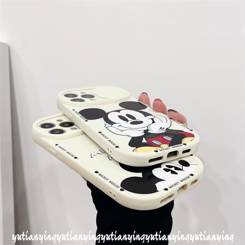 Camera Lens Protector Cute Mickey Mouse Couple Phone Case Compatible for iPhone 11 12 13 Pro Max 7Plus XR X XS Max 8Plus Cartoon Disney Strawberry Bear Lotso Push Pull Window Cover