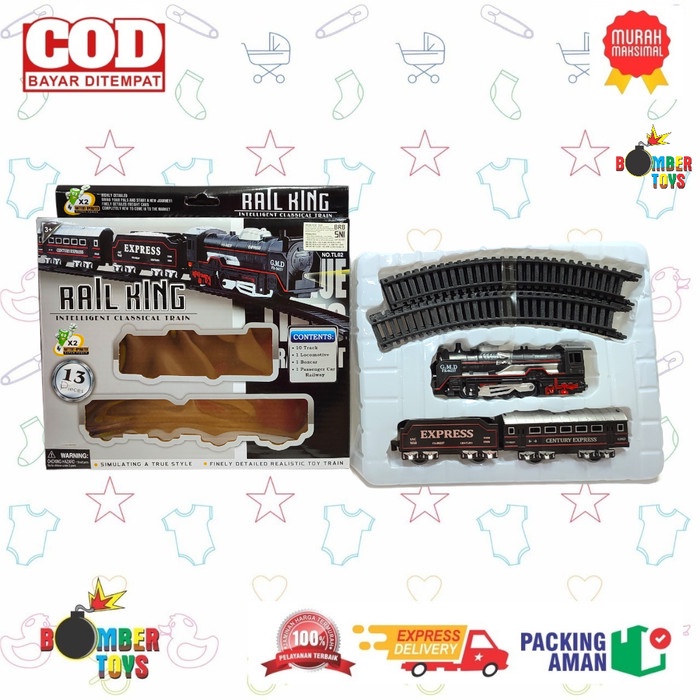 MAINAN ANAK KERETA API RAIL KING 13 PCS CLASSIC TRAIN LOCOMOTIF