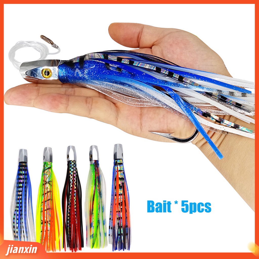 (In Stock) 5Pcs 21cm /90.6g Rok PVC Umpan Buatan Warna Cerah Troli Rok Gurita Umpan Perlengkapan Memancing