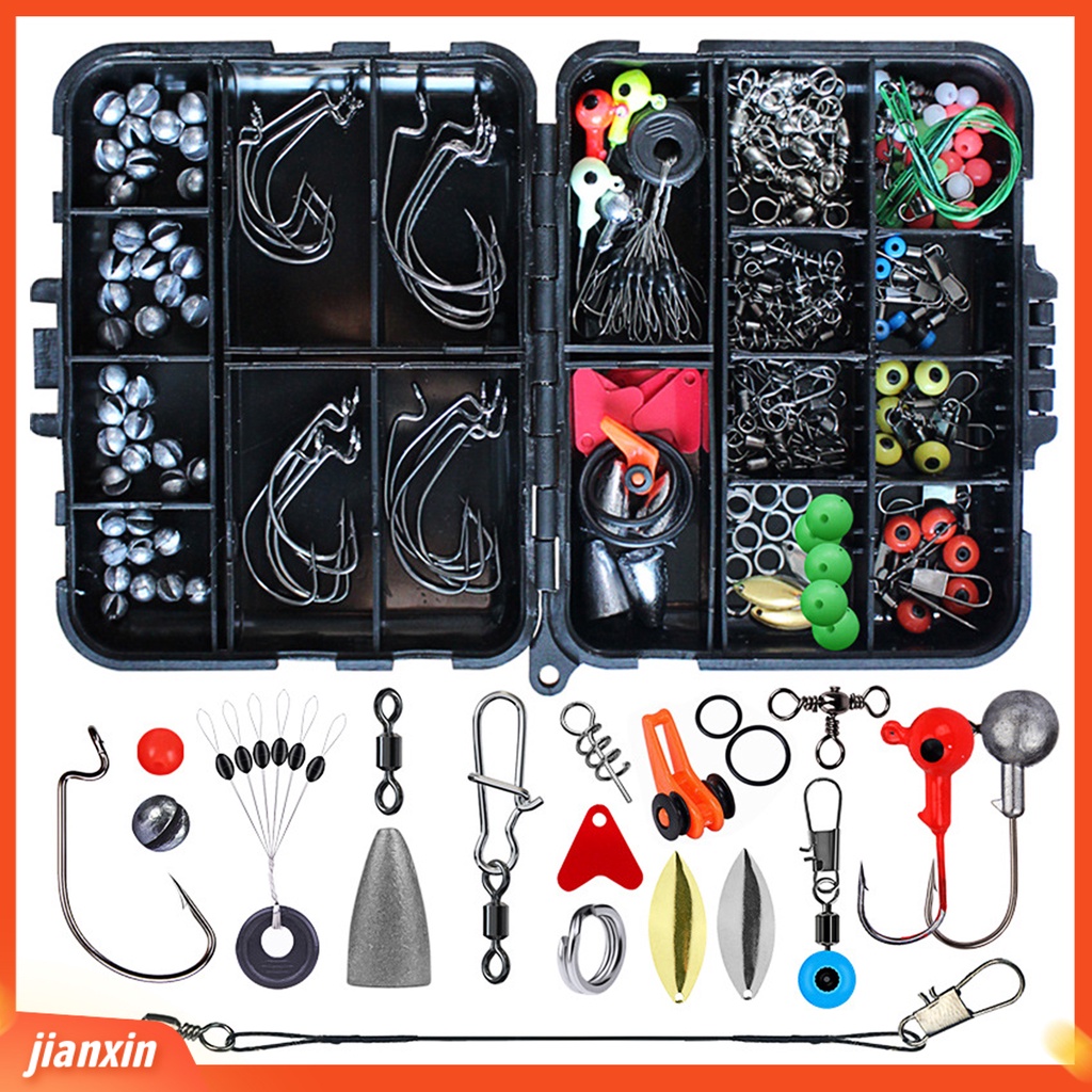 (In Stock) 191Pcs /Set Kait Umpan Pancing Aksesori Tackle Kit Tools Box Untuk Angling