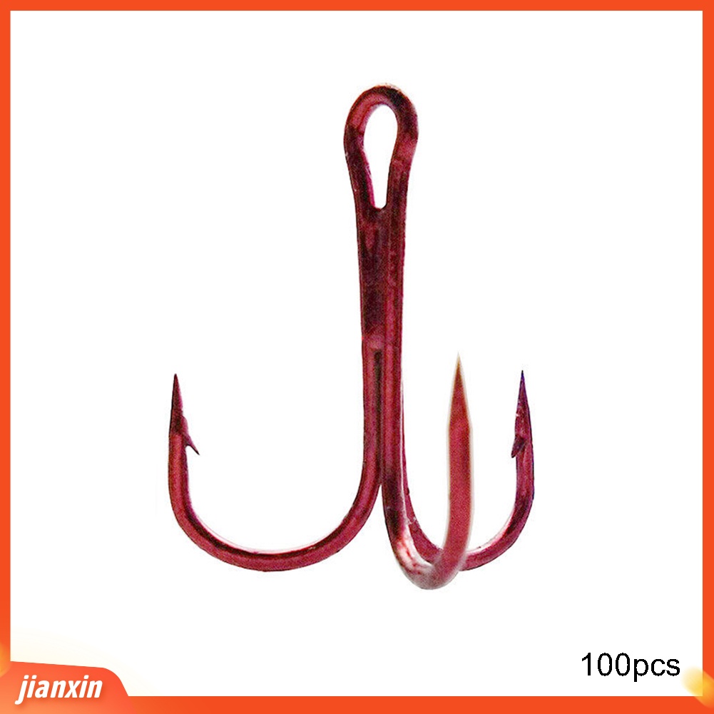 (In Stock) 100Pcs 2/4 /6 /8 /10 /12 /14#Baja Karbon Tinggi Diasah Treble Memancing Hooks Tackle