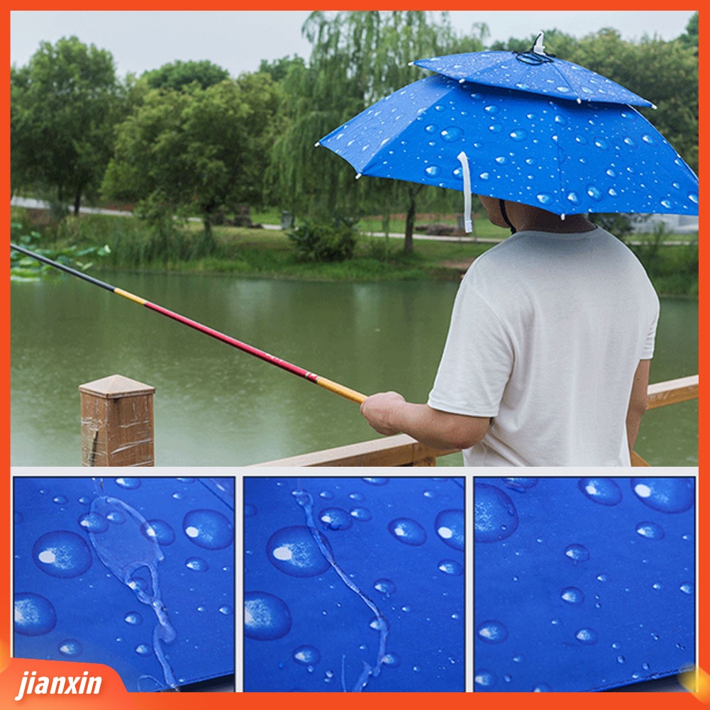(In Stock) Topi Payung Hujan Matahari Anti UV Outdoor Memancing Travel Lipat Tahan Angin