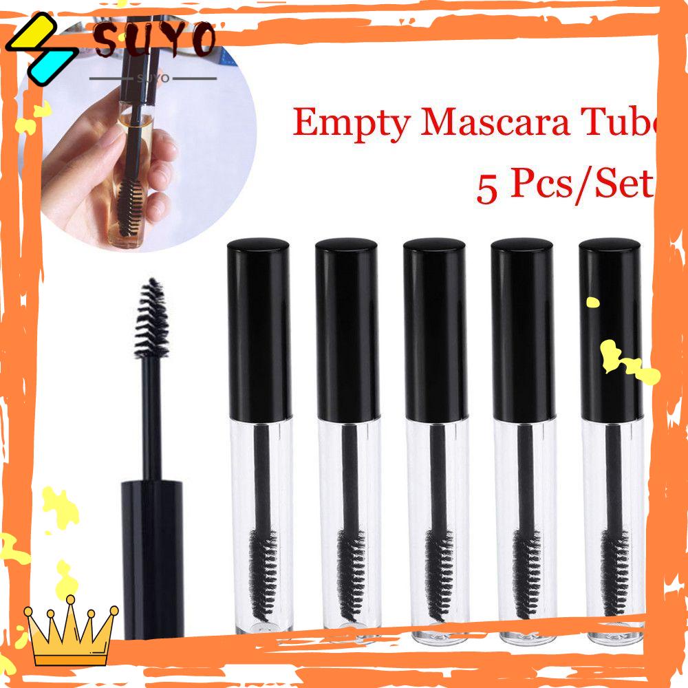 SUYO 5pcs/10ml Tabung Maskara Dengan Sikat Bulu Mata Panas Kosong Wadah Kosmetik DIY