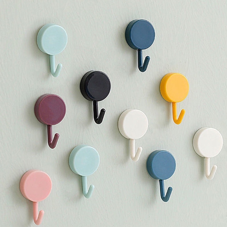 Gantungan Hook Bulat Polos Tempel Tembok Wall Hook Stiker Dinding Kail Tempel Kuat Serbaguna - Abik Store