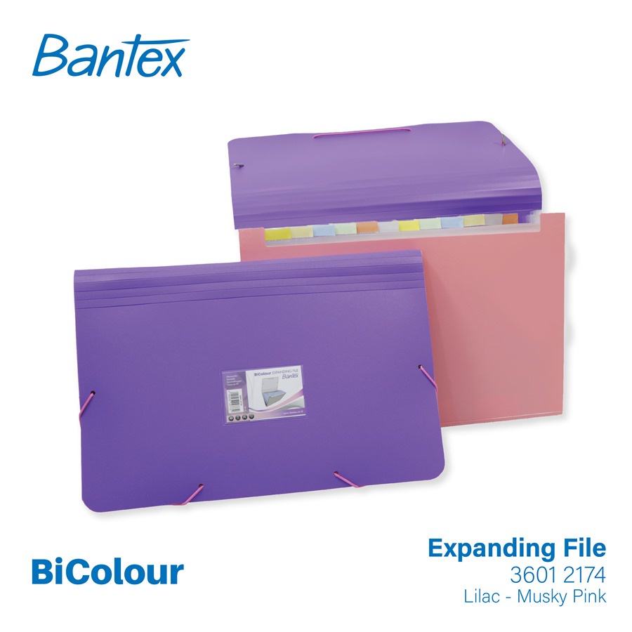 

[Artomas] Bantex BICOLOUR Expanding File Folio 12 Pocket Lilac Muskypink - 3601 2174