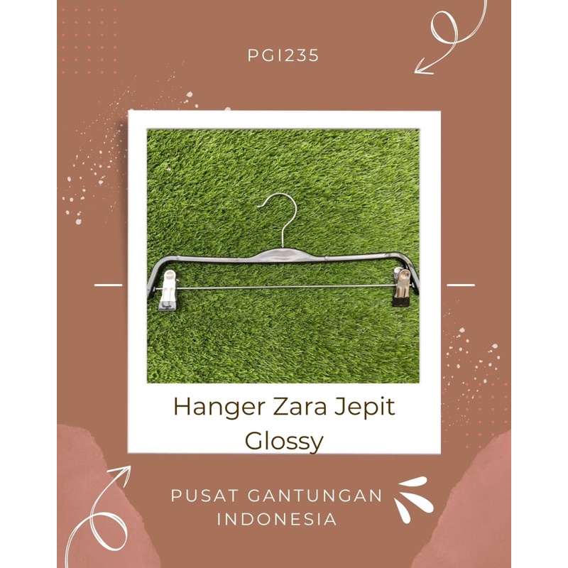 PGI235 Hanger Zara Premium Glossy Import Gantungan Jepit Celana Plastik Hitam Putih