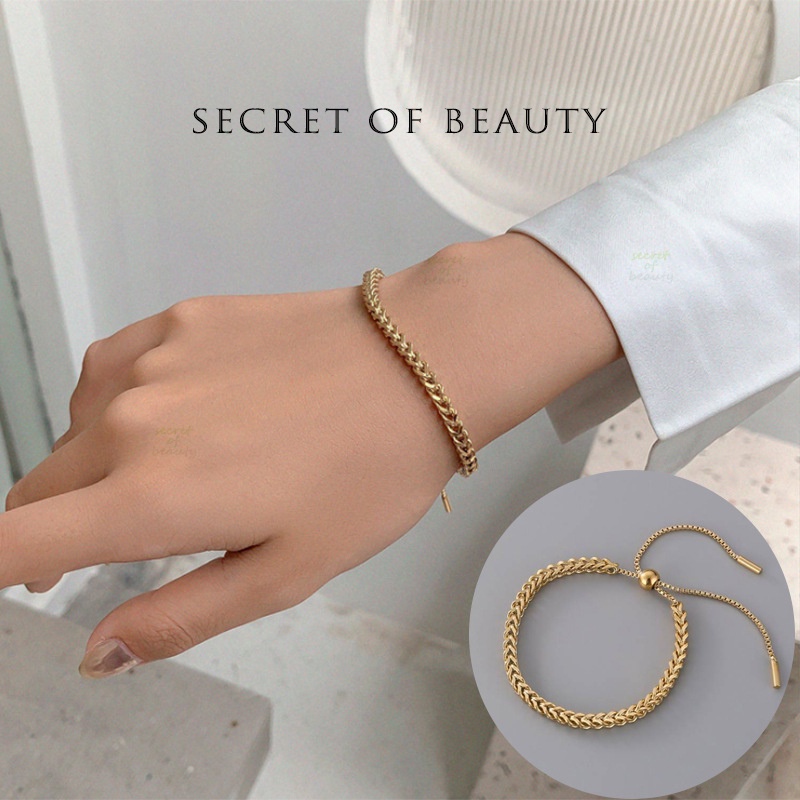 Adjustable Non Menodai Titanium Steel Gelang Wanita Korea Unik Titanium Gelang Wanita Anti-karat Tit