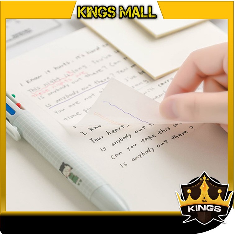 

KINGS - S5881 Kertas Memo Sticky Note Transparan Plastik Tahan Air / Kertas Catatan Transparan Pengingat / Sticky Notes Transparan