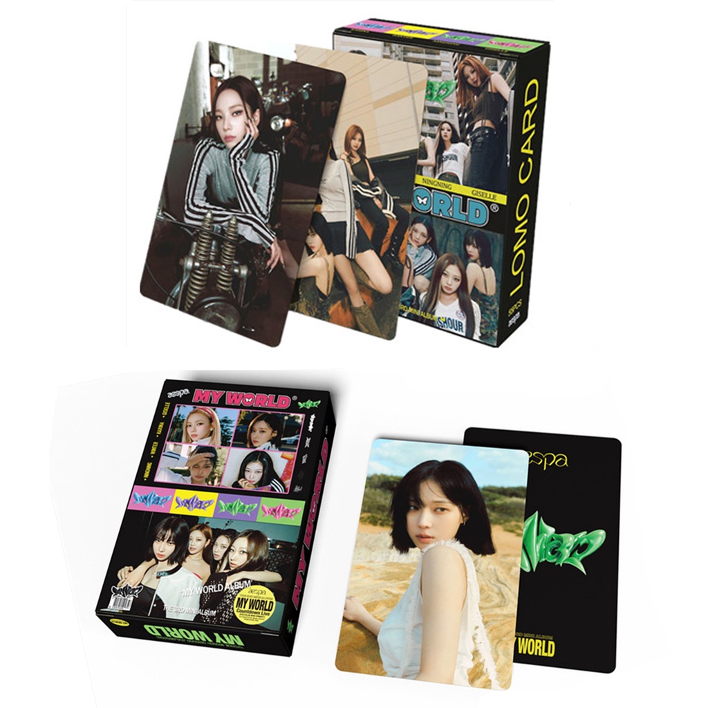 55pcs /box AESPA 3rd MINI Album MY WORLD Photocards Series WINTER GISELLE KARINA NINGNING 2023kartu COMEBACK Lomo Kpop Postcards