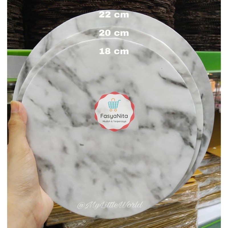 ALAS KUE TART TATAKAN MARBLE CAKE BOARD MARBEL MARMER BULAT LINGKARAN ELEGAN 18 20 22 24 cm